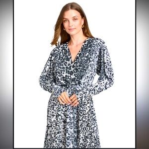 Halston Heritage Black and White Long Sleeve Dress